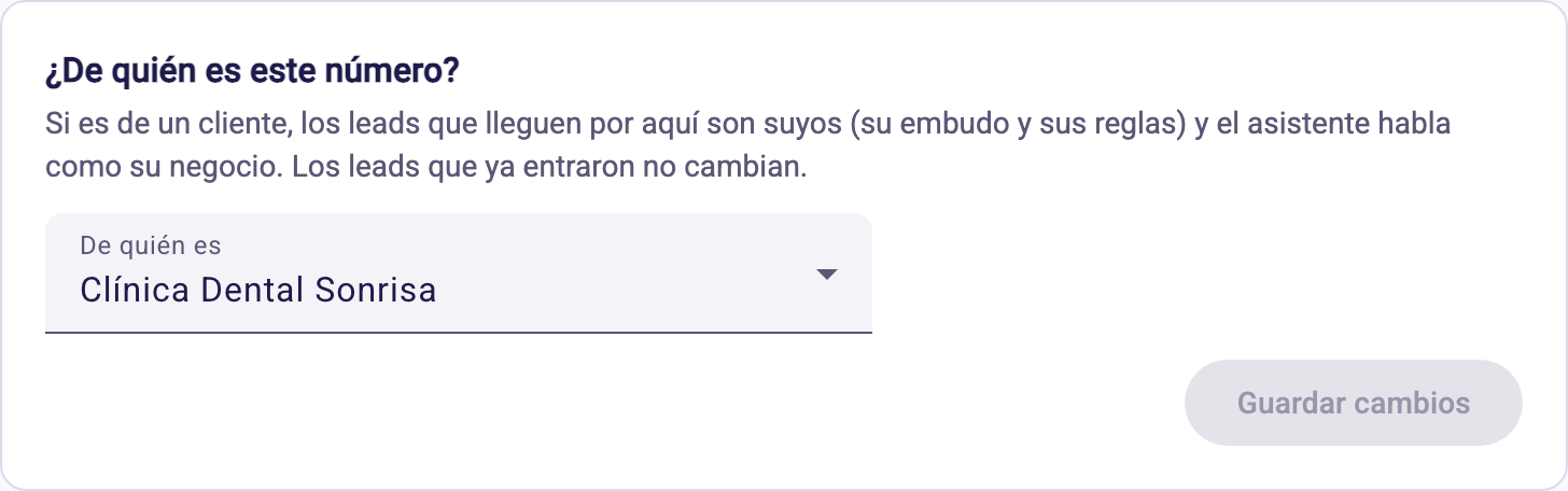 La tarjeta ¿De quién es este número? en la ficha de una línea
